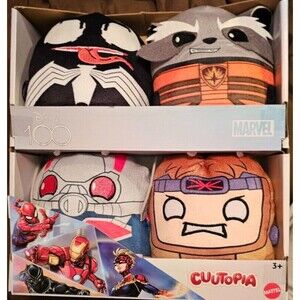 Disney 100 Marvel Cuutopia 5" Plush 4 Pc Set Rocket Ant-Man Venom M.O.D.O.K